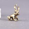 Vintage Solid Brass Long-Eared Rabbit Zodiac Keychain Pendant