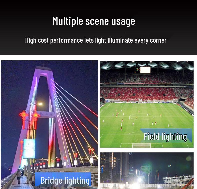 Ultra-Bright High-Power LED Floodlight for Outdoor Stadium and Construction Site Lighting