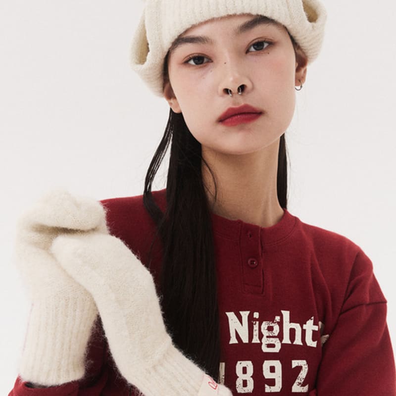 QUAFE LABEL KNITTED MITTENS_ivory