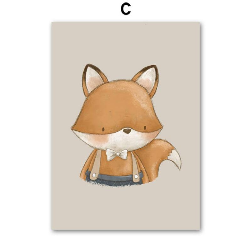 Cute Rabbit Fox Bear Deer Custom Name Nursery Wall Art Canvas Painting Nordic Posters And Prints Pictures Baby Kids Room Decor