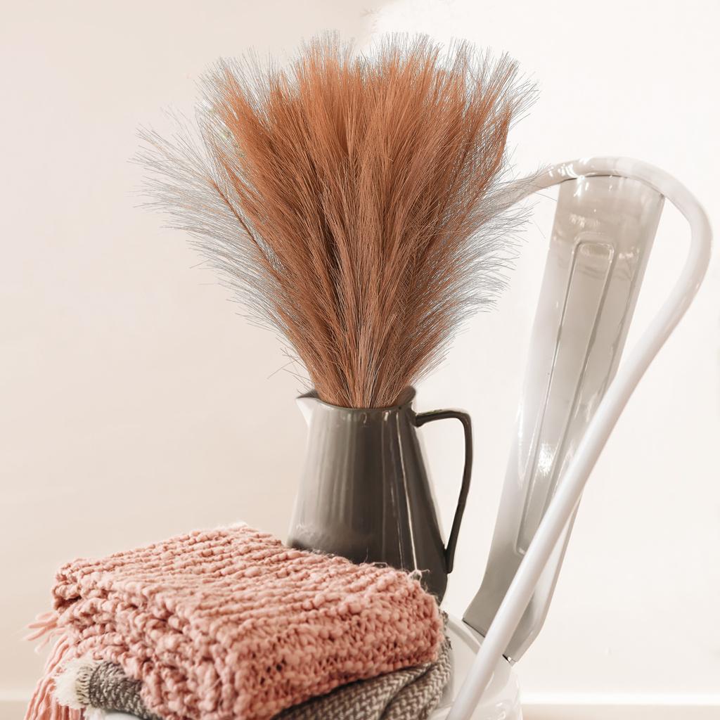Faux Pampas Grass 17.3in High Rustic Colors Durable Cloth Widely Used Fake Reed Grass