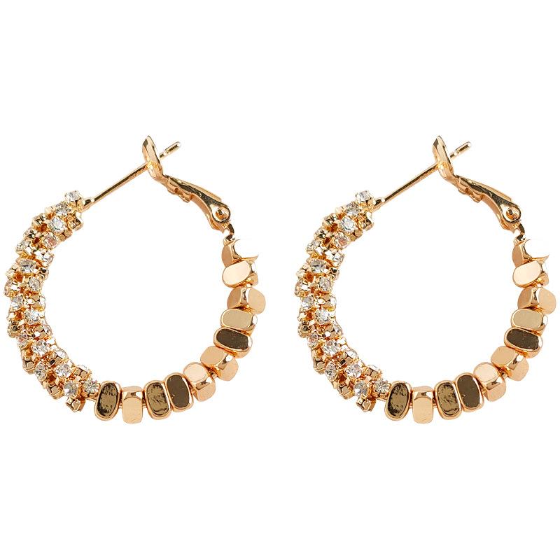 Light Luxury 14k Gold Plated Zircon Hoop Earrings Sparkling Crystal Huggie Loop Earrings Ladies Fashion Jewelry