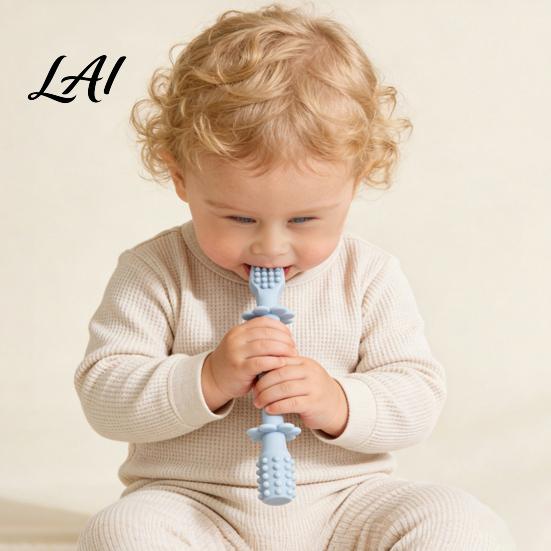 Giocattolo da Masticare per Bambini Piccoli con Impugnatura, Giocattolo in Silicone per Bebè, Succhietto Alimentare per Gengive, Coordinazione Mano-Occhio, Sollievo, Anti-Mordersi le Dita, Bastoncino da Masticare,