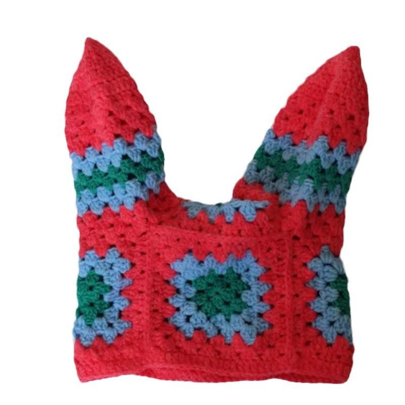 New Style Handmade Crocheted Checkerboard Mixed Color Fisherman Hat, Fashionable and Personalized Adult Hat