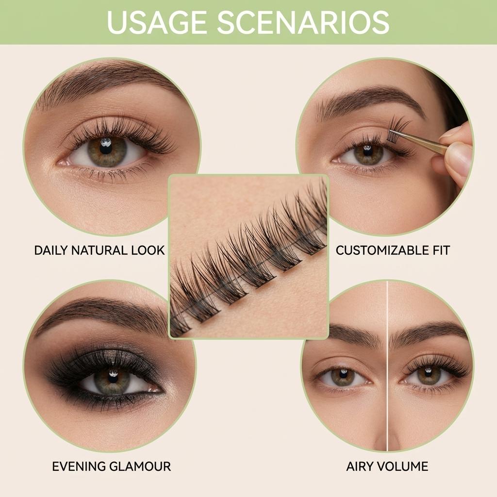 Doe Lashes Enhanced Volume Effect Segment False Eyelashes for Natural Look