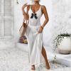 Lady's Beachwear Style Sundress, Long Dress with Straps, Slit Opening, Sexy One-piece Dress, Lace Halter Dress