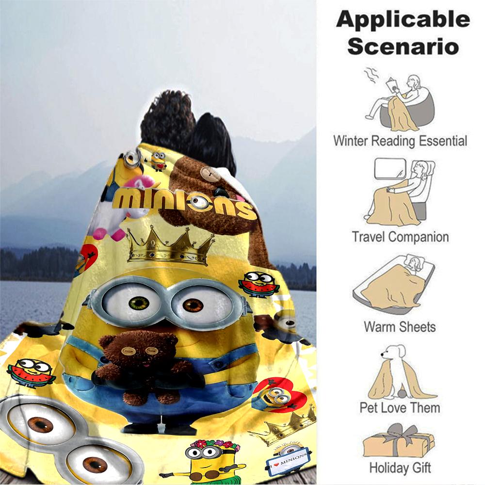 Minions Friends Adventure Blanket Soft Throw Blanket For Home Bedroom Bed Sofa Travel Office Solid Christmas Blanket