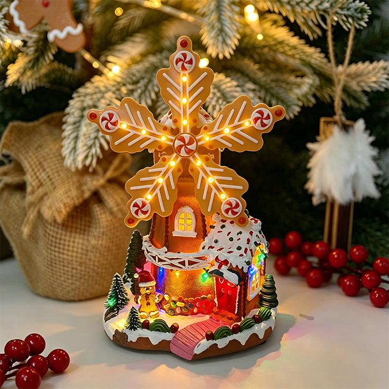 Christmas Glowing Snow House Music Box: Festive Resin Ornament & Night Light Gift