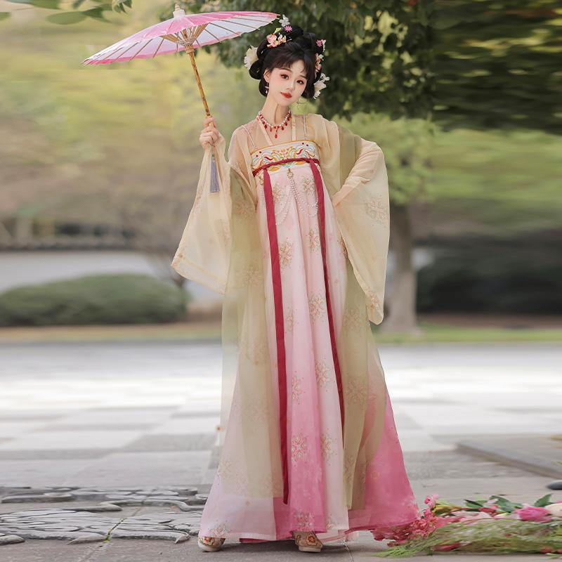 

Flowers about Tang Dynasty chest-length skirt embroidery printing ancient style daily spring and summer models L