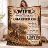 Personalized To My Wife Deer Fleece Blanket, Custom Name Rustic Woodland Couple Throw, Romantic Love Quote Anniversary Gift for Wife