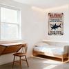 Vintage Weathered Metal Warning Sign, Sharks Spotted (Typos) with Shark Graphic, Humorous 'Smell of Pee' Warning for Pool Decor,