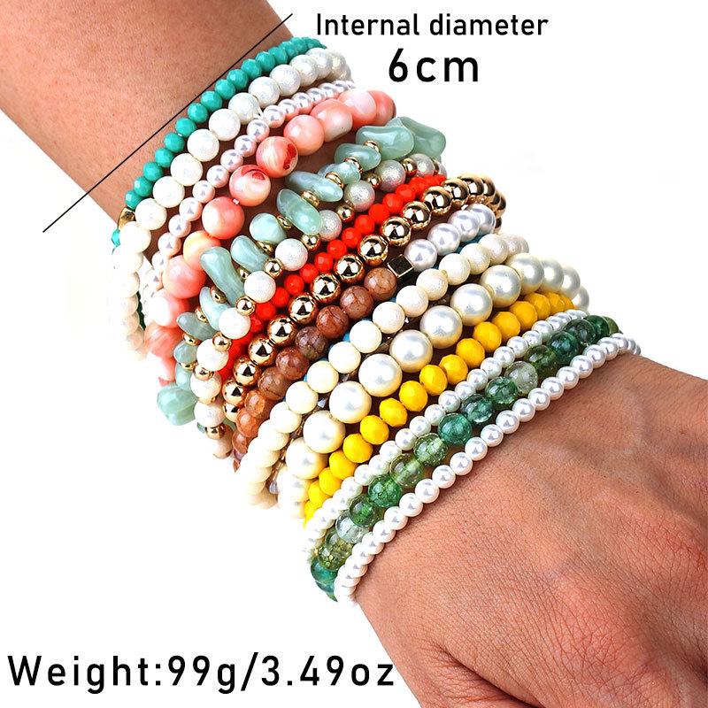 Colorful Multi-Strand Beaded Bracelet Set: Pearl & Stone Stackable Fashion Jewelry for Women