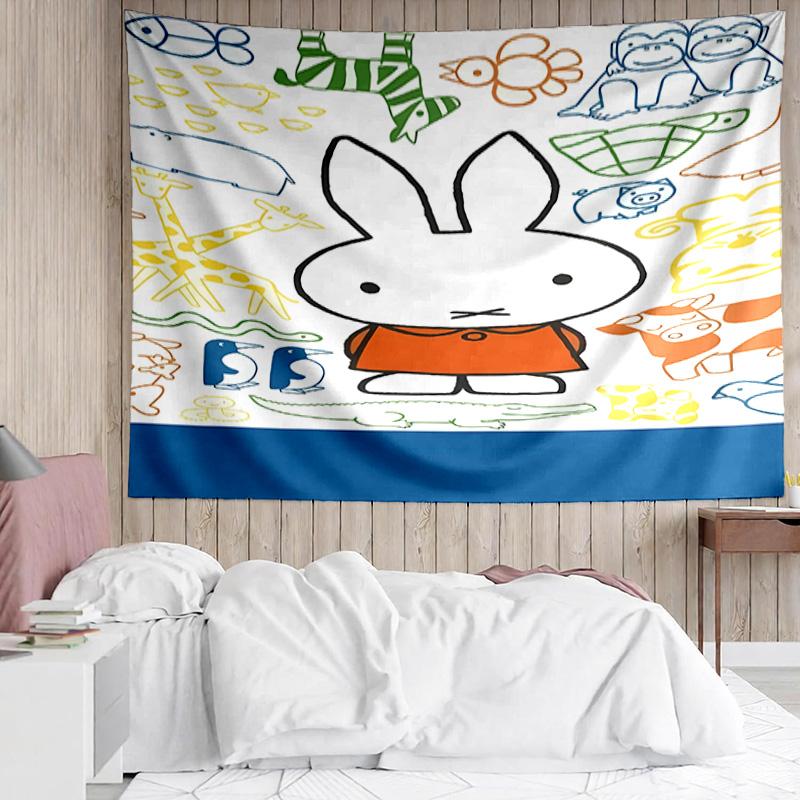 Miffy Tapestry for Bedroom Aesthetic Classroom Tapestries Wall Hanging for Living Room Dorm Office,Ideal Creative Gift
