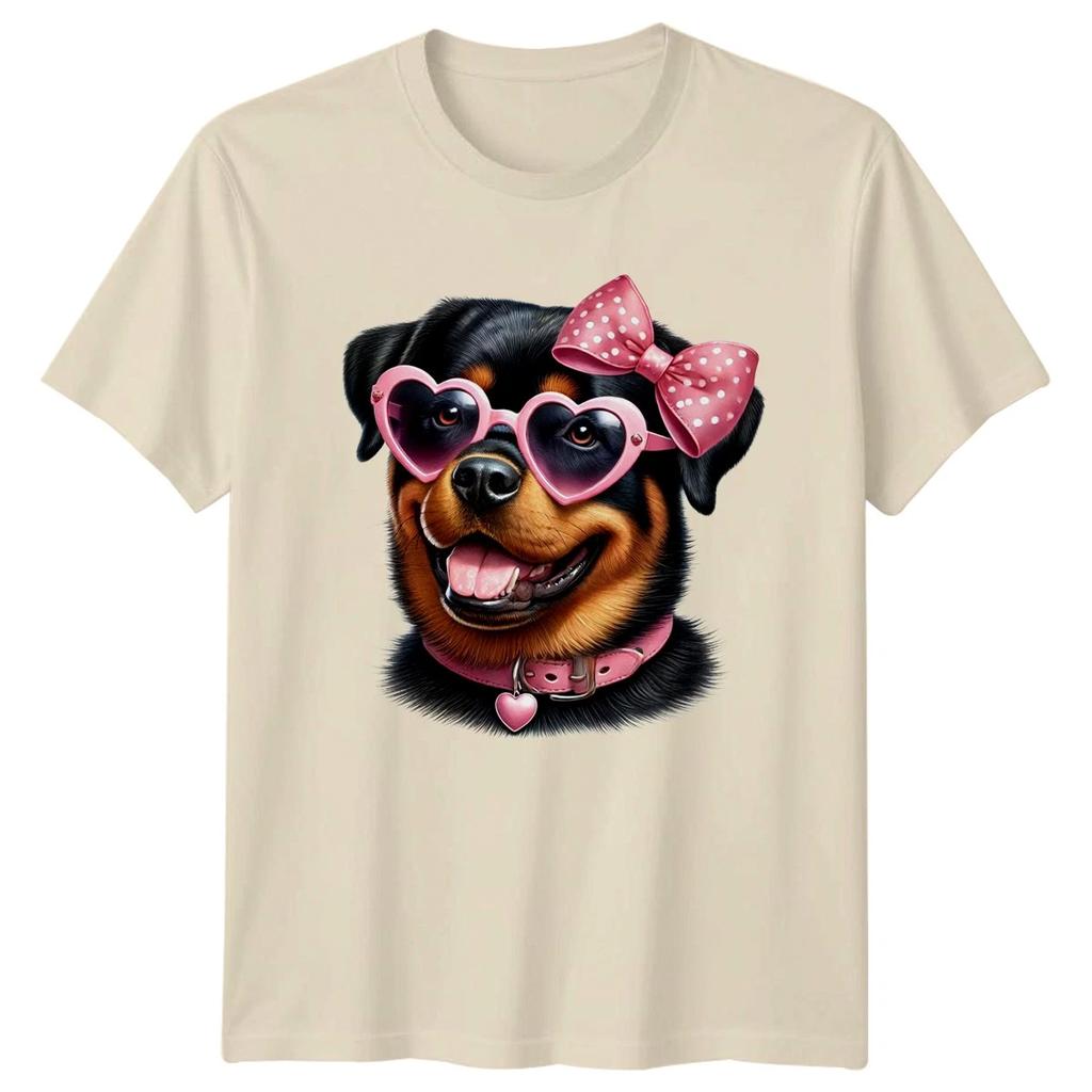 Glamorous Rottweiler Dog Wearing Heart Womens T-Shirt Rottweiler Dog Lover