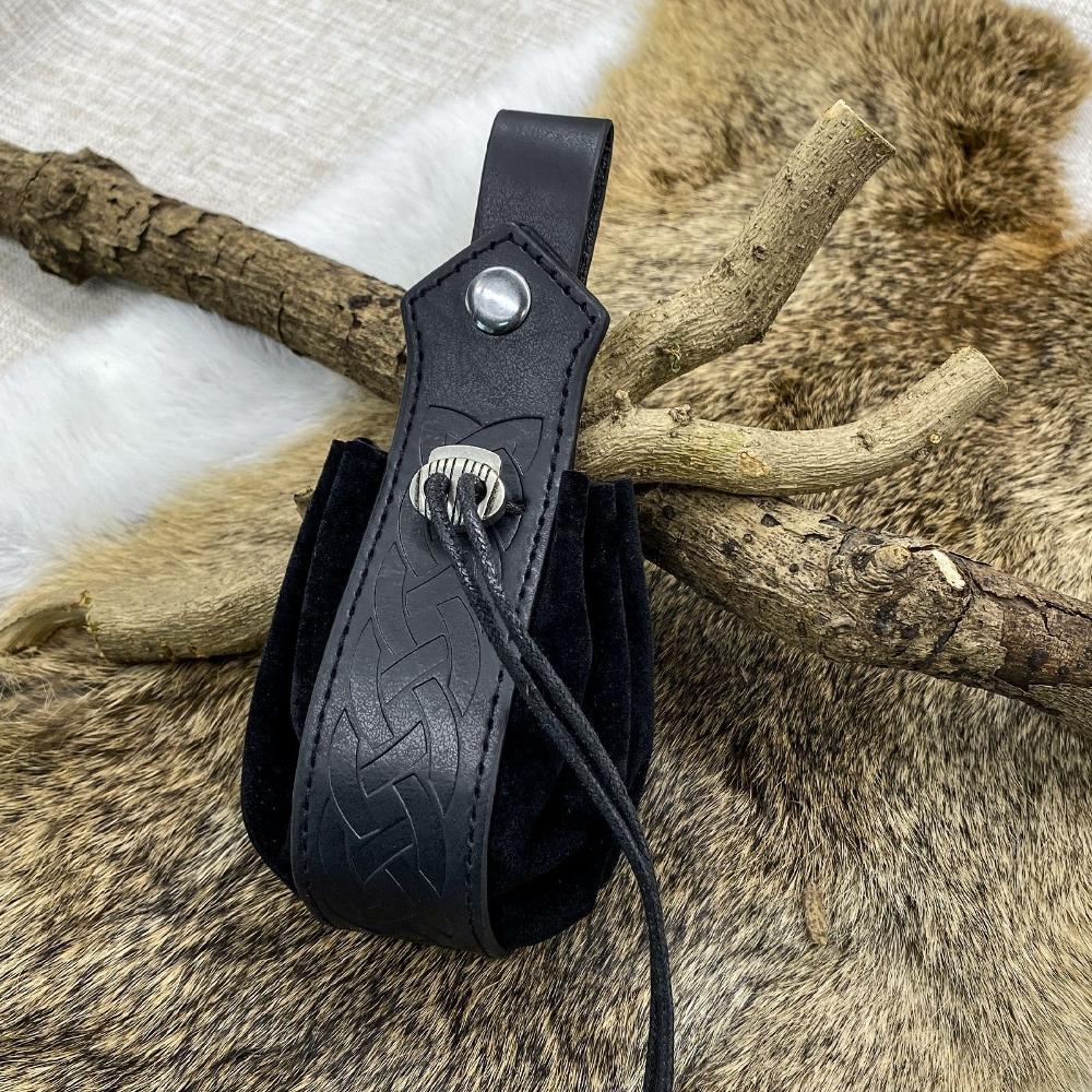 Vintage Nordic Portable Coin Purse PU Drawstring Pouch Medieval Belt Bag Rock Gatherings