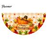 Semicircular Autumn Party Supplies Fall Bunting Fan Flag for Outside, 1.5 X 3ft Turkey Pumpkin Maple Eucalyptus Leaf Holiday Pattern Hanging
