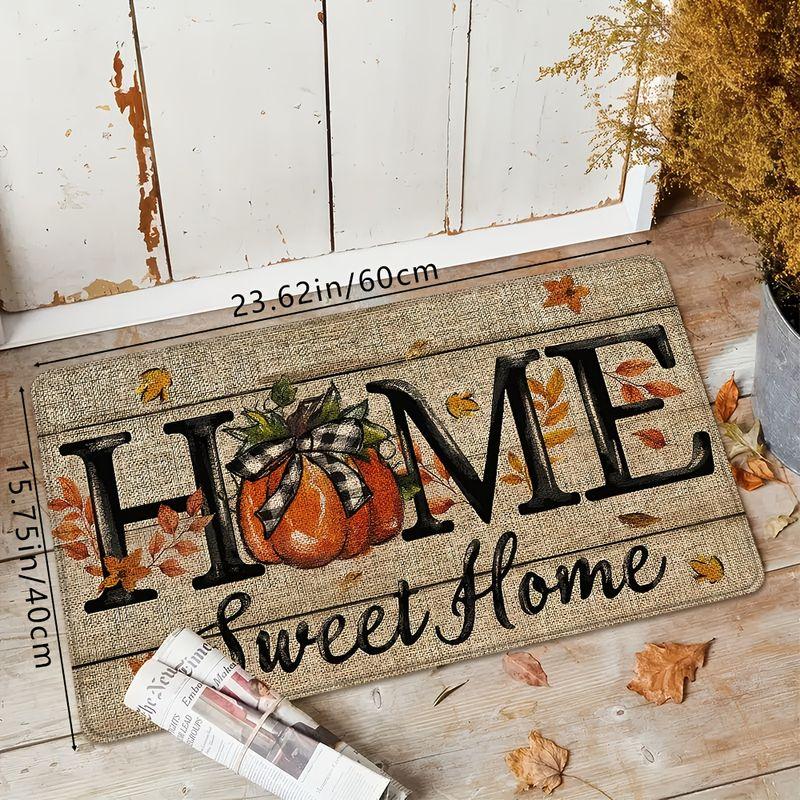 VIKAMA Autumn Pumpkin Welcome Floor Mat Anti-slip Washable Kitchen Floor Mat Indoor/Outdoor Entrance Rug Home Decoration