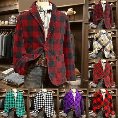 Herren Bedruckter Cord Warmes Taschen-Sakko Strickjacke Herren Freizeitanzug