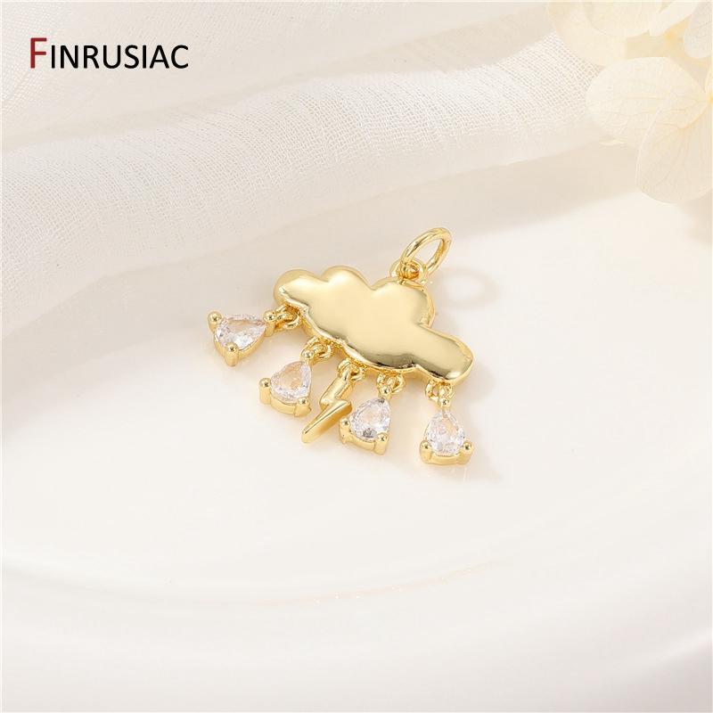 Ottone placcato oro 14K Zircone Nuvola/Sole Ciondoli per Donne Gioielli Pendenti Materiali per la Creazione Fai da Te Accessori per Collane Braccialetti