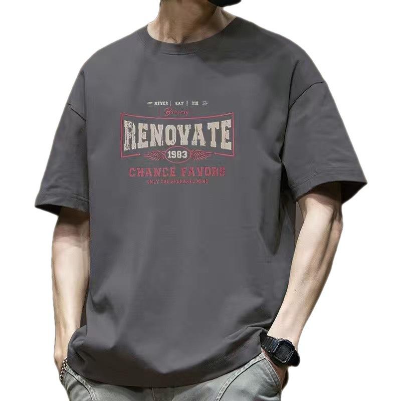 Men Short Sleeve Print Cotton T Shirt Summer Tops