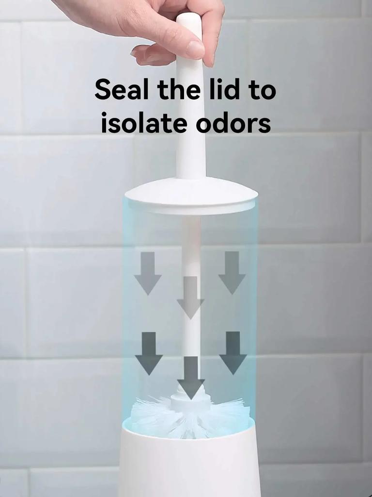 Long Handle Toilet Brush with Standing Holder, Anti Splash Plastic WC Barthroom Accessories