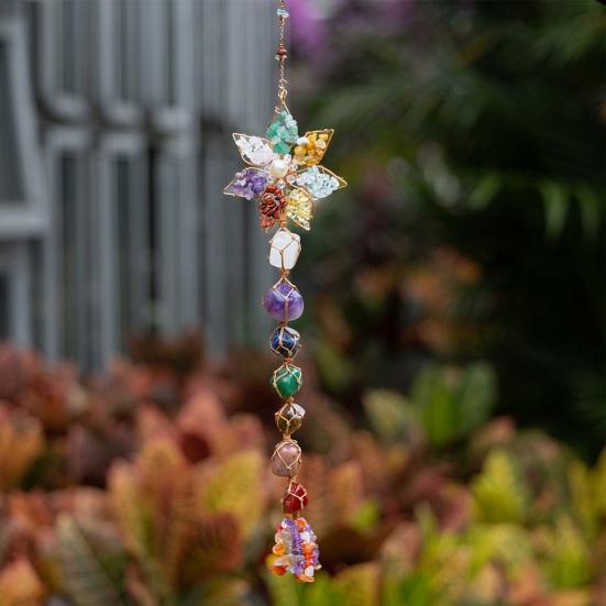 

Colorful Natural Stone Hanging Decoration Positive Healing Energy Handmade Stone Pendant Ornament Festival Gift