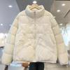 Womens Short Puffer Jacket Lightweight Warm White Duck Down Coat Stand Collar Casual Chic Outerwear