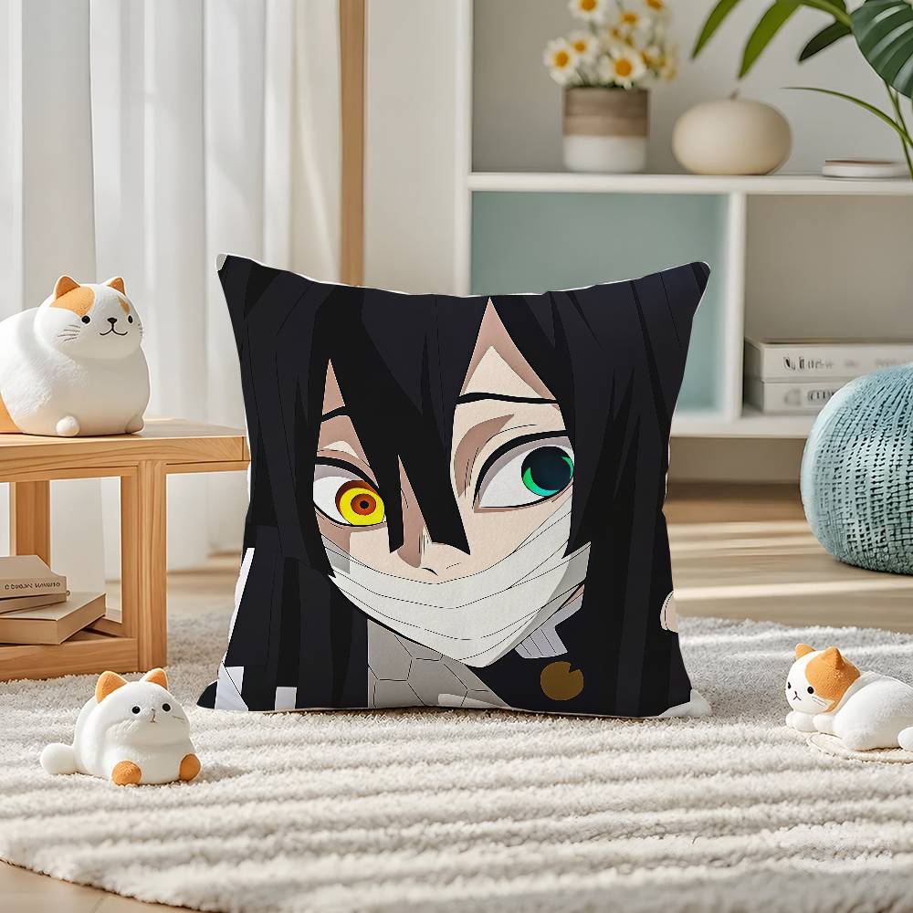 Demon Slayer Hashira Collection Anime Plush Pillow Cover Soft Short Plush Cushion Cover For Sofa Bedroom Home Decor Gift