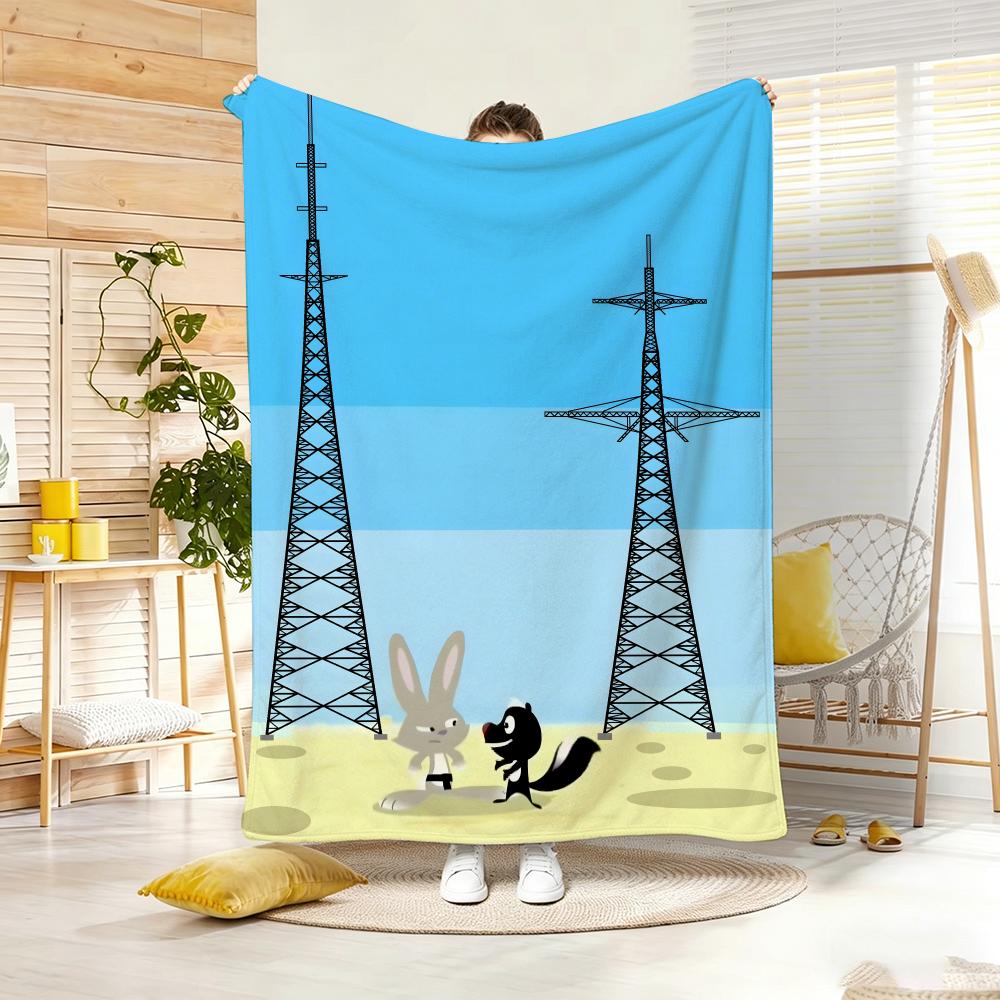 Kids Cartoon S-Skunk Fu Throw Lightweight 240G Flannel Blanket Soft Skin-Friendly For Summer Cooling