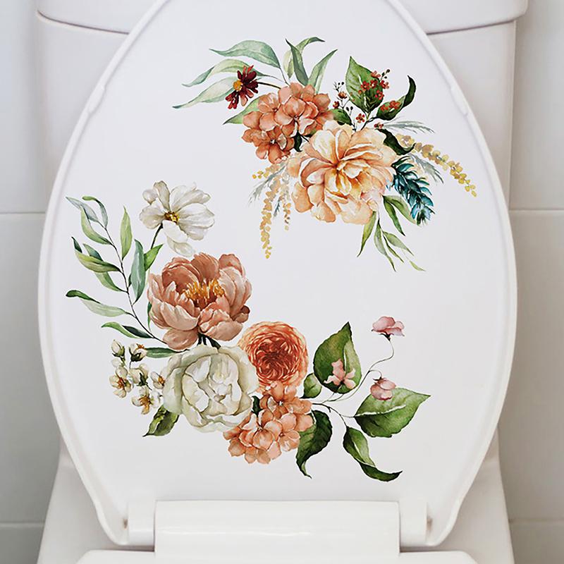 Schmetterlings-Blumen-Toilettensitzaufkleber, selbstklebende Toilettendeckel-Aufkleber, abnehmbare DIY-Aufkleber für Badezimmer, Heimdekoration, Ornamente