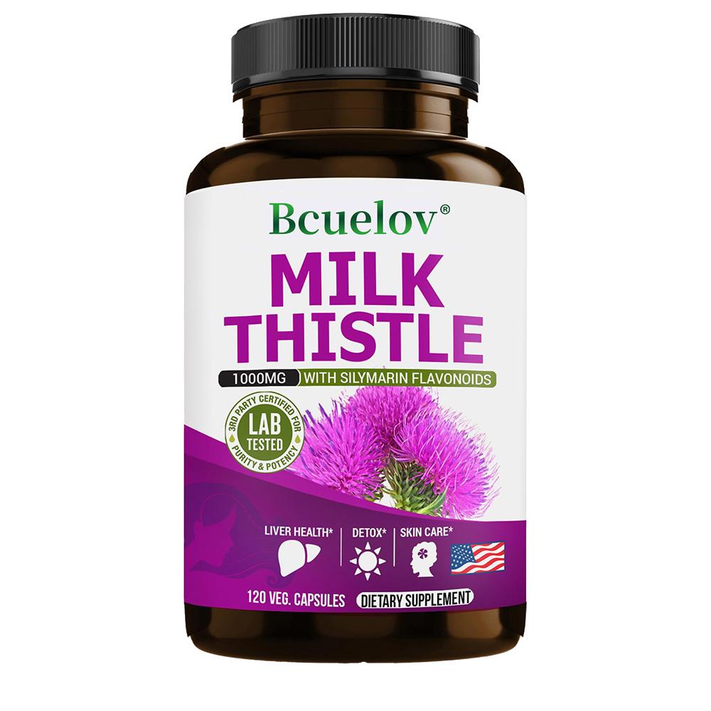 Bcuellov Milk Thistle 1000mg 120 Vegetarian Capsules - Liver Health, Detox, Skin Care