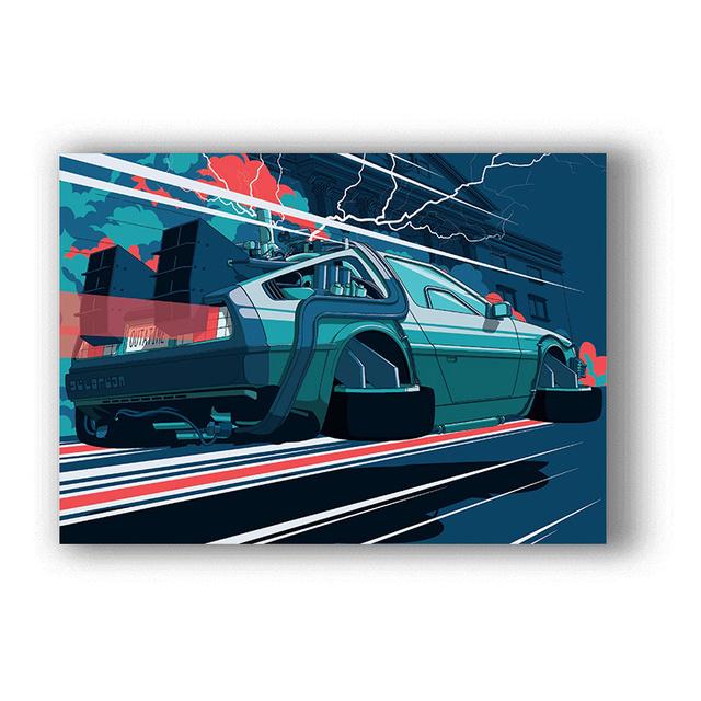 Klassischer Film Zurück in die Zukunft Auto Poster Kunst Malerei Leinwand Poster Druck Bild Moderne Heimdekoration Farben Kein Rahmen