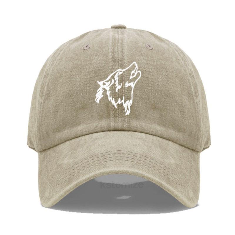 Women's Baseball Cap Men's Washed Cotton Wolf Howl Embroidery Embroidery Dad Hat Sport Golf Caps For Man Sun Hats Dropshipping