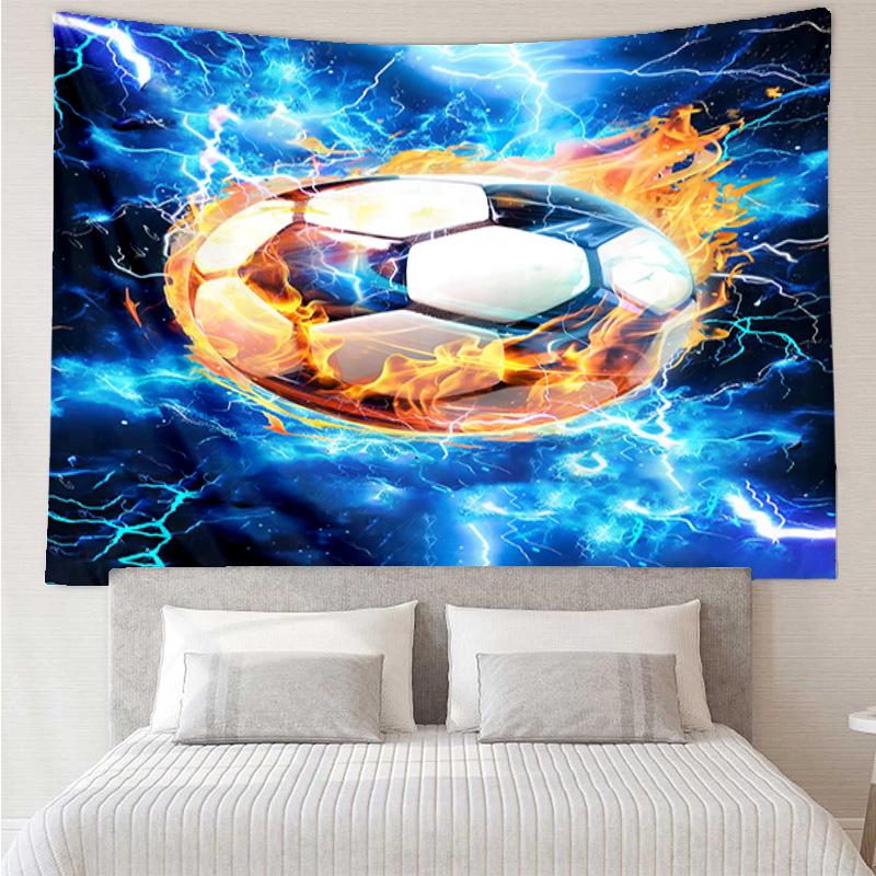 Fußball, der durch Wandteppich für Schlafzimmer, Wohnzimmer, Spielzimmer, Dekorations-Kunstzimmer Wandbehang platzt, Feiertags- und Geburtstagsgeschenke