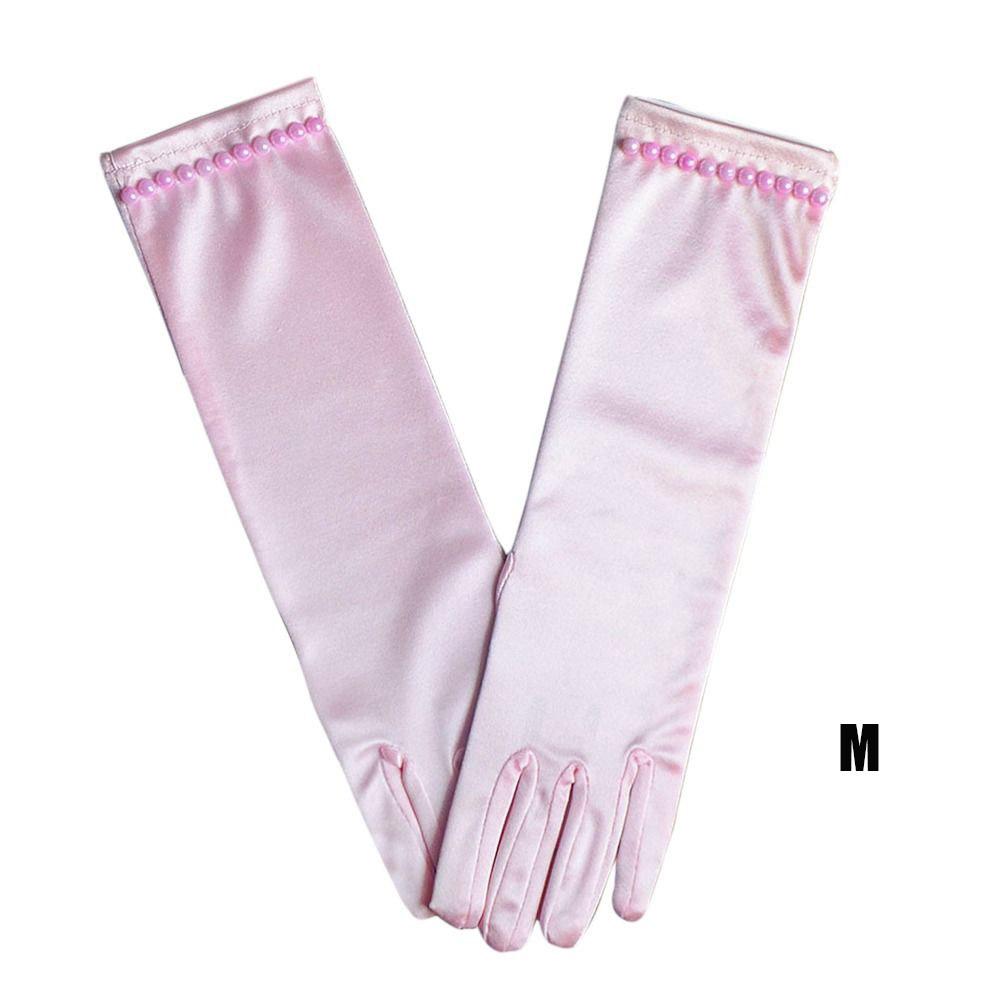1Pair Children Long Gloves Princess Dance Performance Stage Gloves Satin Sequins Bow Glove Solid Full Finger Mittens Accessories