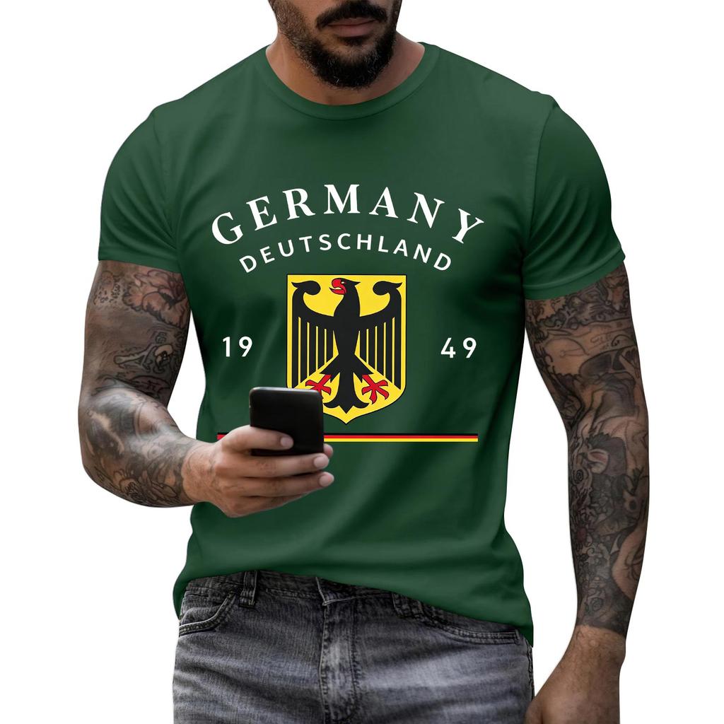Men's Short Sleeve Crew Neck T-Shirt Germany Deutschland Graphic Print Casual Fit Cotton Blend Soft Fabric