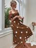 Dameskleding Slim Fit Zoete Ruche Korte Mouwen Maxi Jurk
