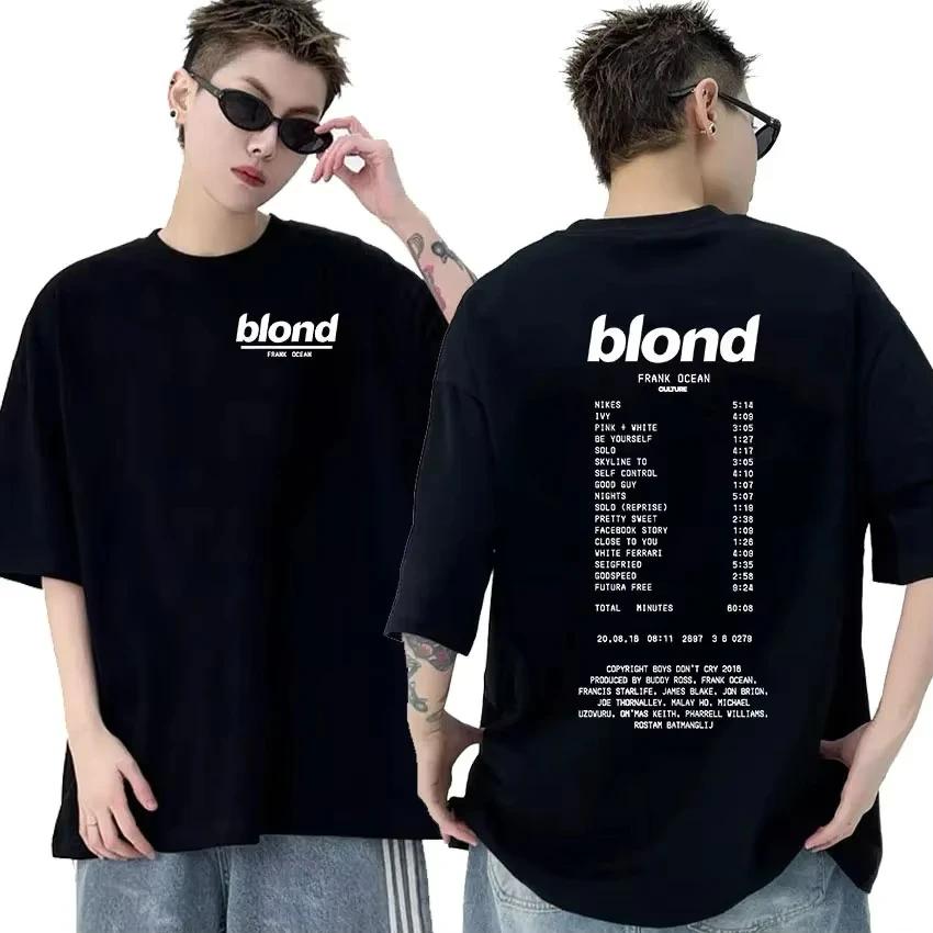 Rapper Frank Retro Graphic Tričko Pánské Hip Hop Ocean Album Oblečení Trička Y2k Unisex Blond Fashion Oversized Bavlněné tričko