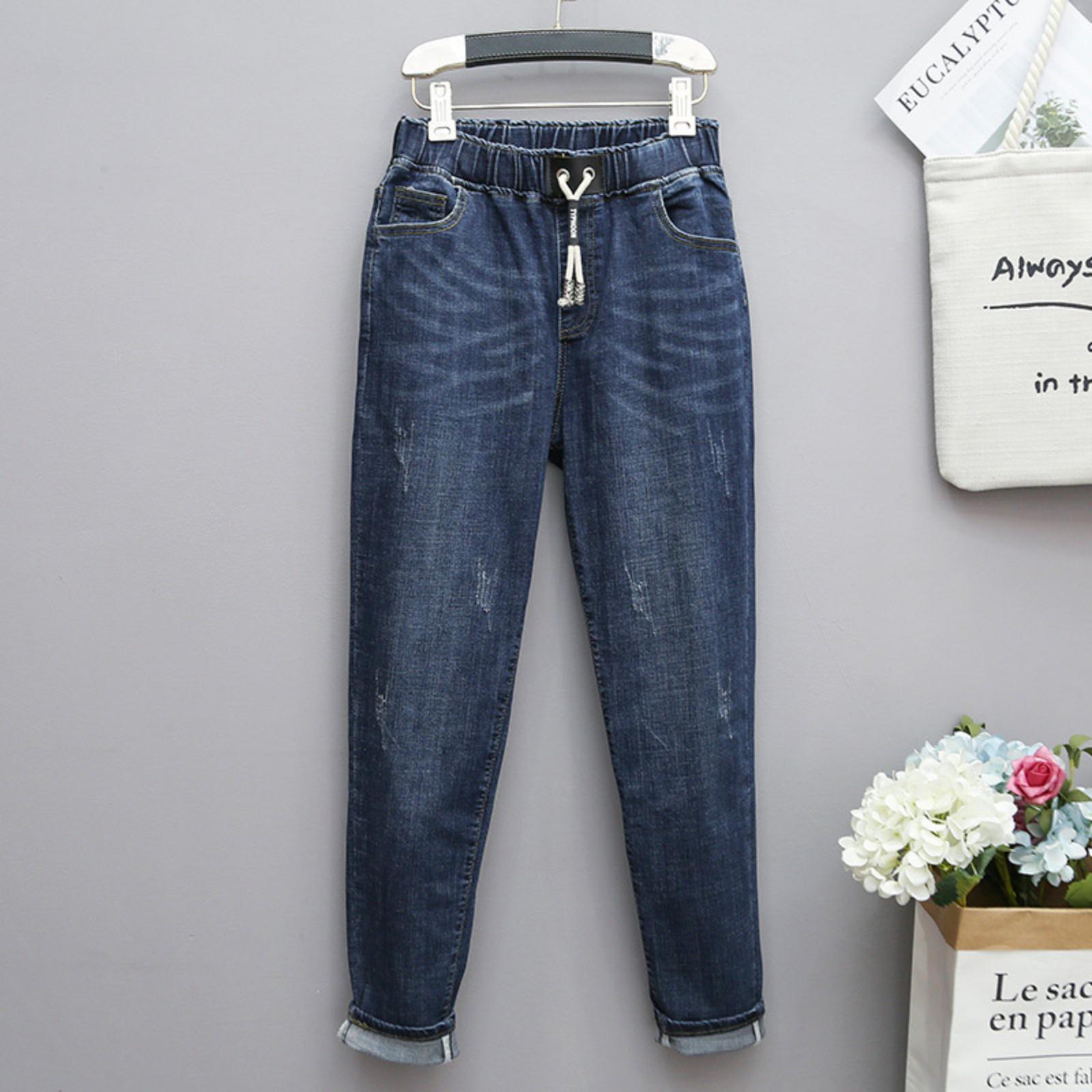 

Женские джинсы больших размеров джинсы с высокой посадкой повседневные брюки XXXXXL синий