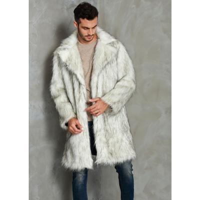 סתיו חורף חדש צווארון חליפת גברים באיכות גבוהה מעיל ארוך מלאכותי מלאכותי בסגנון מזדמן מעיל גברים באיכות גבוהה