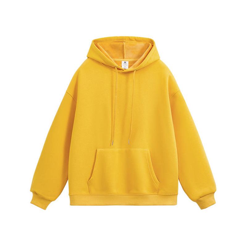Women's Plus Velvet Thickened 450g Silver Fox Hoodie - Warm, Casual, Loose Fit, Solid Color for Autumn & Winter.