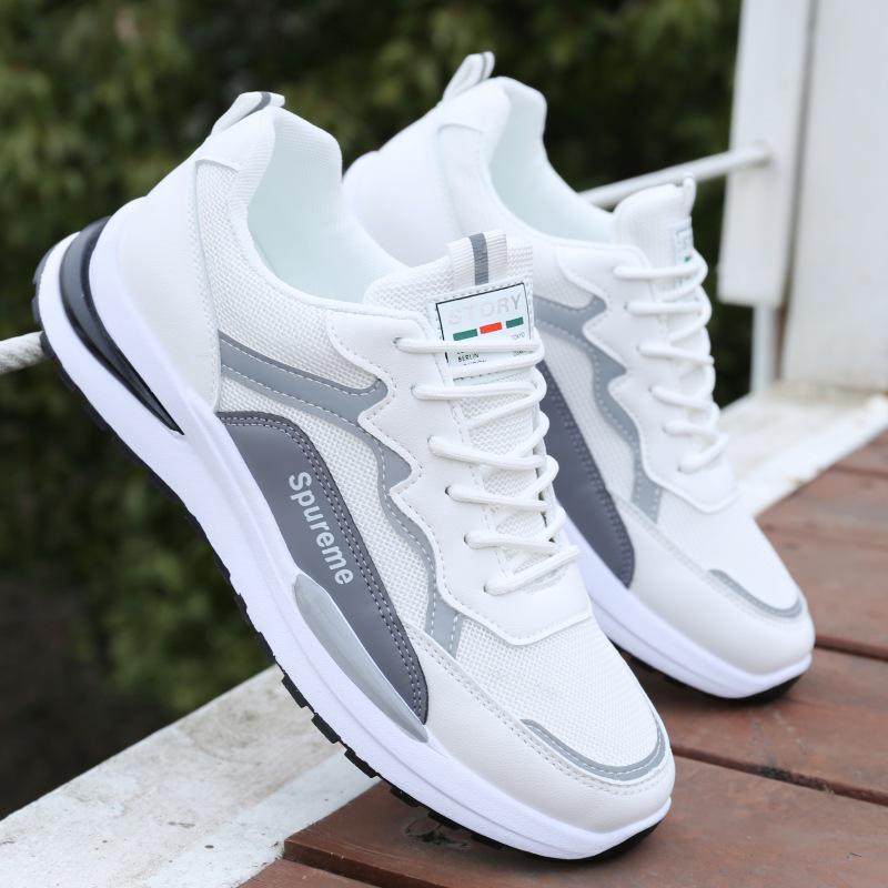 2025 Trendy Men's Mesh Breathable Running Shoes - Height-Increasing, Casual White Dad Sneakers