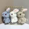 White Cute Cartoon Rabbit Plush Keychain Short Bag Decoration Kids Gift Doll