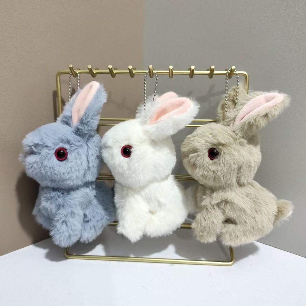 White Cute Cartoon Rabbit Plush Keychain Short Bag Decoration Kids Gift Doll