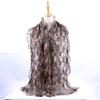 Lightweight Chiffon Scarf With Floral Print Elastic Edge Wrap Shawl Women Sun Protection Accessory Fashionable Office Wear
