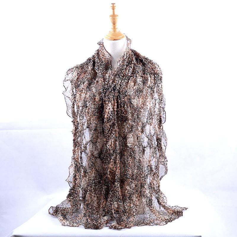 Lightweight Chiffon Scarf With Floral Print Elastic Edge Wrap Shawl Women Sun Protection Accessory Fashionable Office Wear