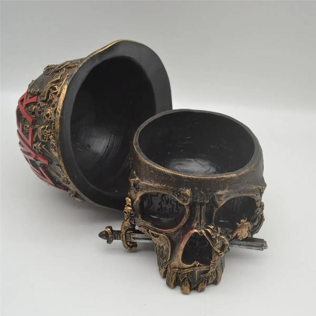 Creative Resin Skull Statue Storage Box home Desktop ornament Handicrafts Figurine Decor Storage Box Helmet Home Decoration Gift