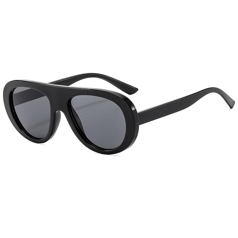Retro Large Frame Round Face Thin Toad Glasses Men'S And Women'S Tide Single Beam Sunglasses Men'S Sunglasses Women