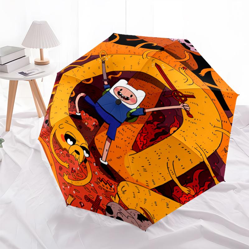 Printed Adventure Time-Printed Folding Umbrella,Outdoor,Leisure,And Travel Umbrella,Durable Umbrella Fabric,Birthday And Holiday Gift