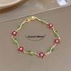 Exquisite Stapelbare Edelstahlarmbänder für Damen Elegante Glänzende Strassstein-Blätter Blumen-Charme-Armband Damen Schmuck Geschenk